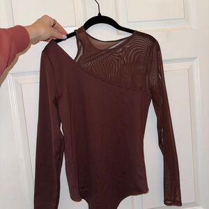 Abercrombie & Fitch Red Asymmetrical Long Sleeve Bodysuit